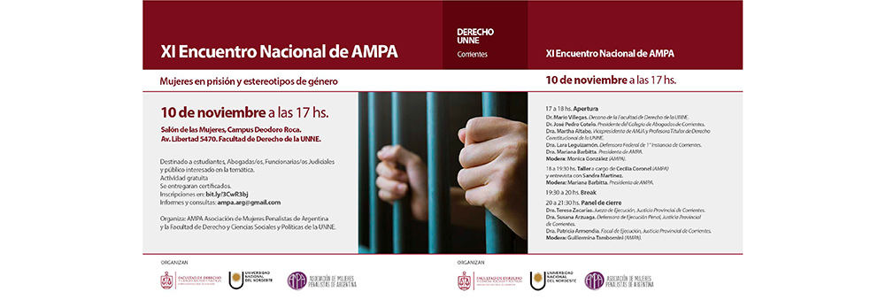 Imagen de DIFUSIÓN: XI Encuentro Nacional de la Asociación de Mujeres Penalistas (AMPA): “Mujeres en prisión y estereotipos de género”. 